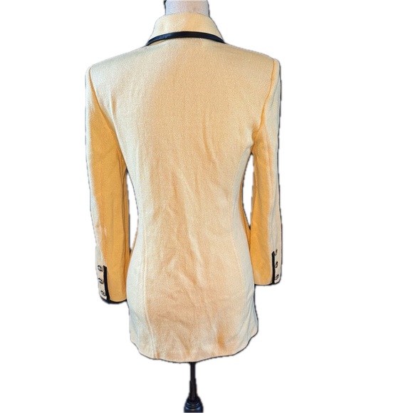 St John Collection Butter Yellow Blazer with Black Trim Sz 2 - Picture 3 of 10